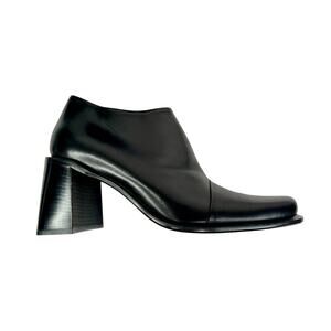 Nexos Size 8 ( 39.5) Black Leather Ankle Boots 2.5 " Chunky Heel Italy